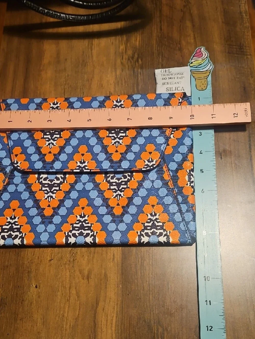 Vera Bradley Blue and Orange Geometric Envelope Clutch